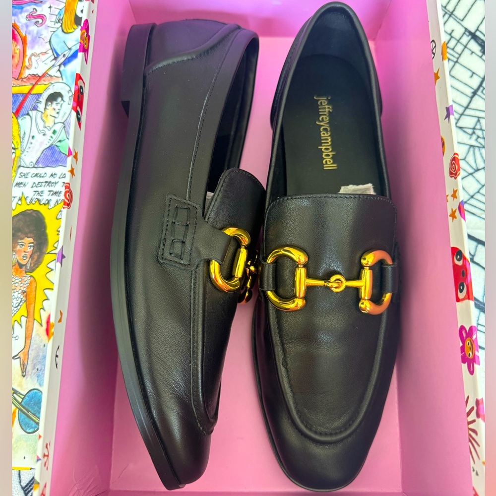 Jeffrey Campbell Velveteen Loafer Black Leather Size 8.